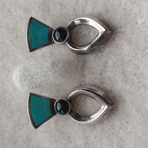 Turquoise doorknocker earrings